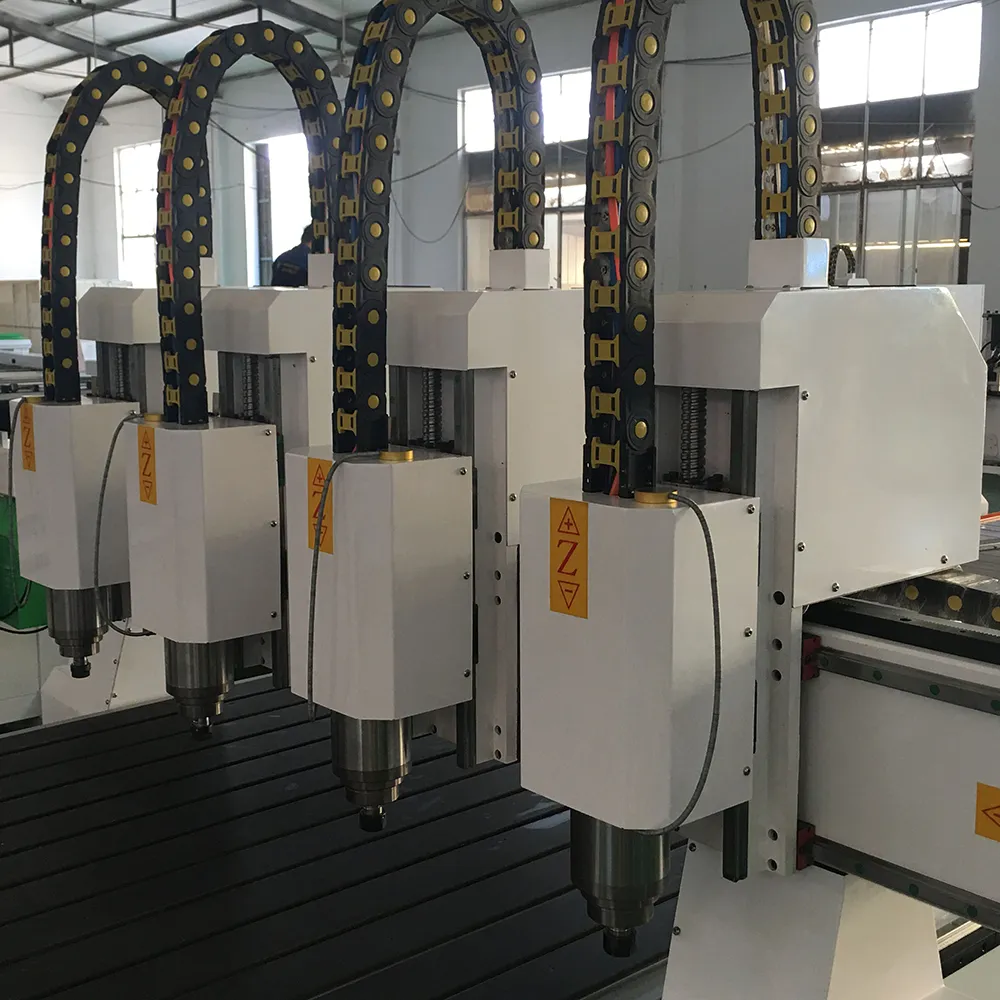 YH1325 4-Head Independent CNC Router for Thick Materials 11 Close-up of the 4 spindles on the YH1325 4-Head Independent CNC Router