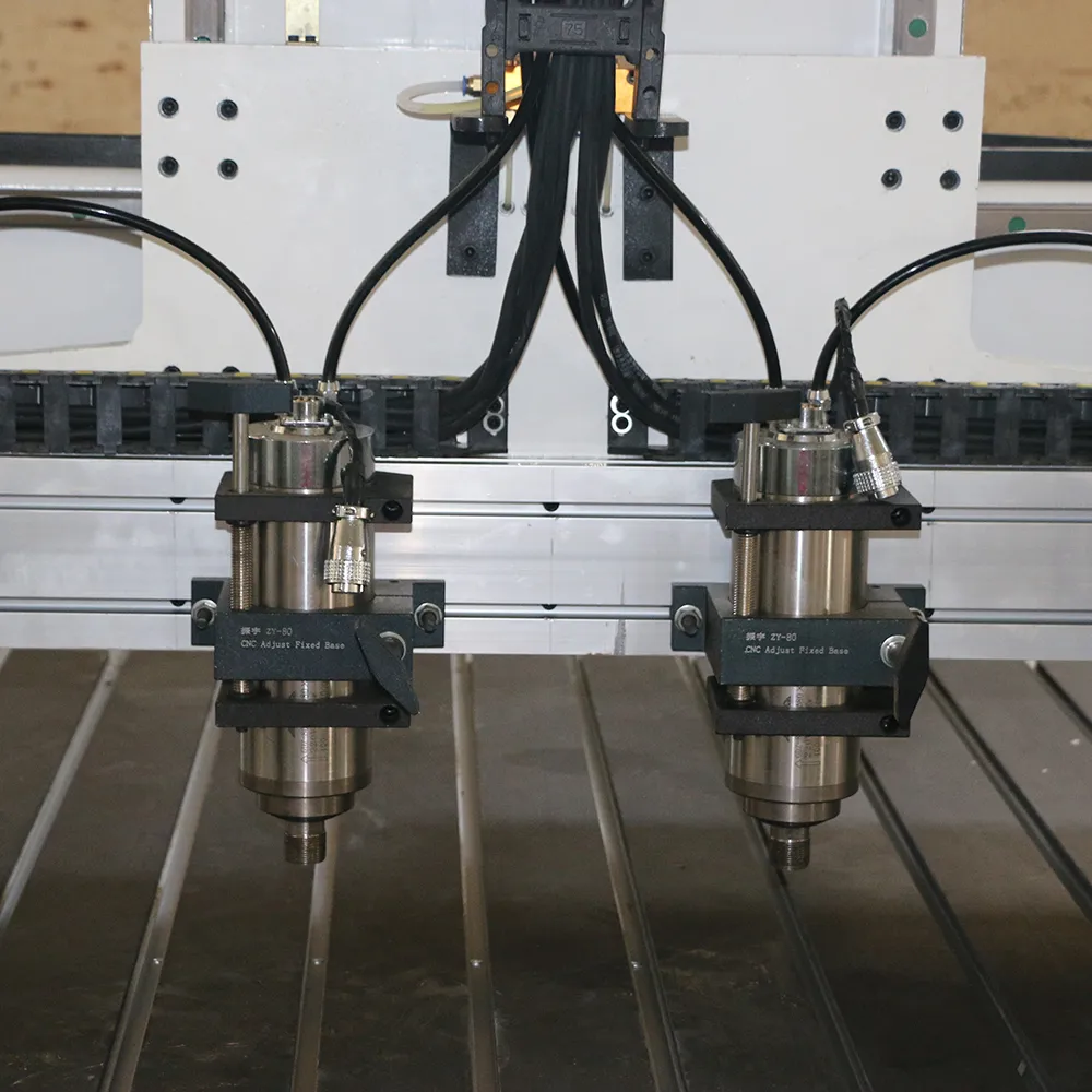 YH2525 8-Head Multi-Spindle CNC Router with Single Z-Axis for Batch 7 Close-up of the spindle assembly on the YH2525 CNC Router