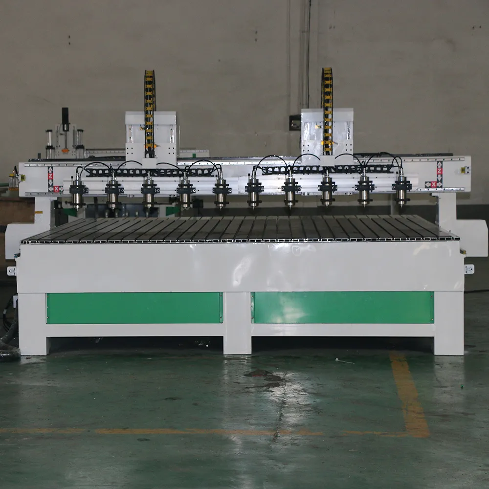 YH3025 10-Head CNC Router: Dual Z-Axis for Batch Production 3 YH3025 10-Head Dual Z-Axis CNC Router: Front Close-up