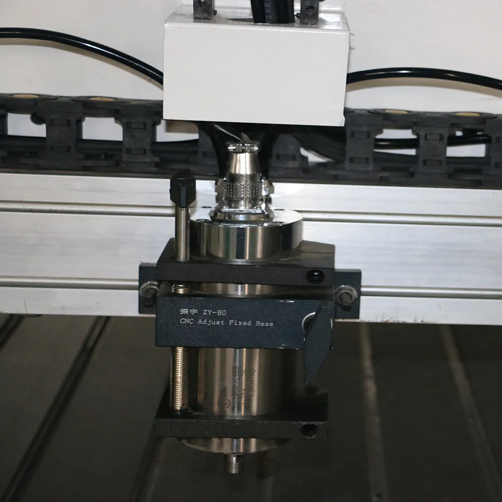 YH3025 10-Head CNC Router: Dual Z-Axis for Batch Production 5 YH3025 10-Head Dual Z-Axis CNC Router: Spindle and Mounting Base Close-up