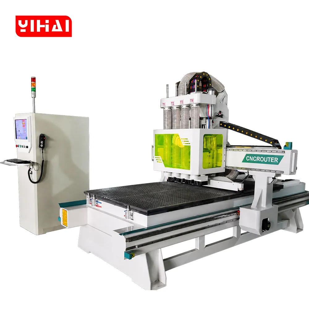 Four Process CNC Router with Dust Cover for Cabinet Making