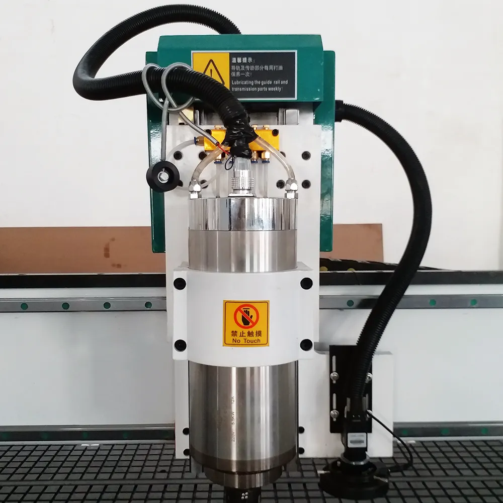 4x8 CNC Router with CCD Camera for Print & Cut Panel Processing 7 Z-axis carriage featuring high-speed water-cooled spindle and GigE industrial CCD camera with LED ring light